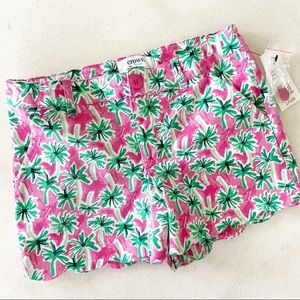 Crown & Ivy Palm Tree Shorts Scallop Hem 8 NWT